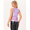 image:imageAllegra K Womens Metallic Tank Tops Shiny Sleeveless Party Disco Shirt  Glitter Metallic Tops for Halloween Christmas Cosplay Party Nightout Shimmer Round NeckLight Purple