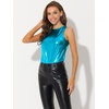 image:imageAllegra K Womens Metallic Tank Tops Shiny Sleeveless Party Disco Shirt  Glitter Metallic Tops for Halloween Christmas Cosplay Party Nightout Shimmer Round NeckDark Blue