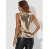 image:imageAllegra K Womens Metallic Tank Tops Shiny Sleeveless Party Disco Shirt  Glitter Metallic Tops for Halloween Christmas Cosplay Party Nightout Shimmer Round NeckBlack Gold