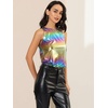 image:imageAllegra K Womens Metallic Tank Tops Shiny Sleeveless Party Disco Shirt  Glitter Metallic Tops for Halloween Christmas Cosplay Party Nightout Shimmer Round NeckColorful