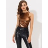image:imageAllegra K Womens Metallic Tank Tops Shiny Sleeveless Party Disco Shirt  Glitter Metallic Tops for Halloween Christmas Cosplay Party Nightout Shimmer Round NeckBrown
