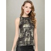 image:imageAllegra K Womens Metallic Tank Tops Shiny Sleeveless Party Disco Shirt  Glitter Metallic Tops for Halloween Christmas Cosplay Party Nightout Shimmer Round NeckBlack