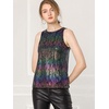 image:imageAllegra K Womens Metallic Tank Tops Shiny Sleeveless Party Disco Shirt  Glitter Metallic Tops for Halloween Christmas Cosplay Party Nightout Shimmer Round NeckBlacks