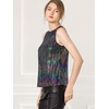 image:imageAllegra K Womens Metallic Tank Tops Shiny Sleeveless Party Disco Shirt  Glitter Metallic Tops for Halloween Christmas Cosplay Party Nightout Shimmer Round NeckBlacks