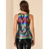 image:imageAllegra K Womens Metallic Tank Tops Shiny Sleeveless Party Disco Shirt  Glitter Metallic Tops for Halloween Christmas Cosplay Party Nightout Shimmer Round NeckMulticolor