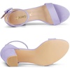image:imageAllegra K Womens Open Toe Chunky High Heel Buckle Ankle Strap Sandals  3 38 inches Heels with Faux Suede Comfortable Block Heels Sandal for Women Summer Dressy ShoesLight Purple