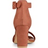 image:imageAllegra K Womens Open Toe Chunky High Heel Buckle Ankle Strap Sandals  3 38 inches Heels with Faux Suede Comfortable Block Heels Sandal for Women Summer Dressy ShoesRust Red