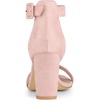image:imageAllegra K Womens Open Toe Chunky High Heel Buckle Ankle Strap Sandals  3 38 inches Heels with Faux Suede Comfortable Block Heels Sandal for Women Summer Dressy ShoesLight Pink