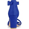 image:imageAllegra K Womens Open Toe Chunky High Heel Buckle Ankle Strap Sandals  3 38 inches Heels with Faux Suede Comfortable Block Heels Sandal for Women Summer Dressy ShoesDark Blue