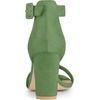image:imageAllegra K Womens Open Toe Chunky High Heel Buckle Ankle Strap Sandals  3 38 inches Heels with Faux Suede Comfortable Block Heels Sandal for Women Summer Dressy ShoesOlive Green