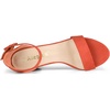 image:imageAllegra K Womens Open Toe Chunky High Heel Buckle Ankle Strap Sandals  3 38 inches Heels with Faux Suede Comfortable Block Heels Sandal for Women Summer Dressy ShoesOrange