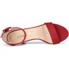 image:imageAllegra K Womens Open Toe Chunky High Heel Buckle Ankle Strap Sandals  3 38 inches Heels with Faux Suede Comfortable Block Heels Sandal for Women Summer Dressy ShoesRed