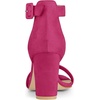image:imageAllegra K Womens Open Toe Chunky High Heel Buckle Ankle Strap Sandals  3 38 inches Heels with Faux Suede Comfortable Block Heels Sandal for Women Summer Dressy ShoesHot Pink