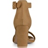 image:imageAllegra K Womens Open Toe Chunky High Heel Buckle Ankle Strap Sandals  3 38 inches Heels with Faux Suede Comfortable Block Heels Sandal for Women Summer Dressy ShoesBrown