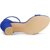 image:imageAllegra K Womens Open Toe Chunky High Heel Buckle Ankle Strap Sandals  3 38 inches Heels with Faux Suede Comfortable Block Heels Sandal for Women Summer Dressy ShoesDark Blue