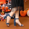 image:imageAllegra K Womens Open Toe Chunky High Heel Buckle Ankle Strap Sandals  3 38 inches Heels with Faux Suede Comfortable Block Heels Sandal for Women Summer Dressy ShoesHaze Blue