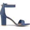 image:imageAllegra K Womens Open Toe Chunky High Heel Buckle Ankle Strap Sandals  3 38 inches Heels with Faux Suede Comfortable Block Heels Sandal for Women Summer Dressy ShoesHaze Blue