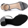 image:imageAllegra K Womens Open Toe Chunky High Heel Buckle Ankle Strap Sandals  3 38 inches Heels with Faux Suede Comfortable Block Heels Sandal for Women Summer Dressy ShoesDeep Grey