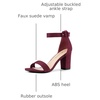 image:imageAllegra K Womens Open Toe Chunky High Heel Buckle Ankle Strap Sandals  3 38 inches Heels with Faux Suede Comfortable Block Heels Sandal for Women Summer Dressy ShoesBurgundy
