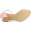image:imageAllegra K Womens Open Toe Chunky High Heel Buckle Ankle Strap Sandals  3 38 inches Heels with Faux Suede Comfortable Block Heels Sandal for Women Summer Dressy ShoesLight Pink
