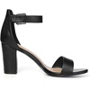 image:imageAllegra K Womens Open Toe Chunky High Heel Buckle Ankle Strap Sandals  3 38 inches Heels with Faux Suede Comfortable Block Heels Sandal for Women Summer Dressy ShoesBlack Faux Leather