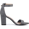 image:imageAllegra K Womens Open Toe Chunky High Heel Buckle Ankle Strap Sandals  3 38 inches Heels with Faux Suede Comfortable Block Heels Sandal for Women Summer Dressy ShoesDeep Grey