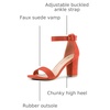 image:imageAllegra K Womens Open Toe Chunky High Heel Buckle Ankle Strap Sandals  3 38 inches Heels with Faux Suede Comfortable Block Heels Sandal for Women Summer Dressy ShoesOrange