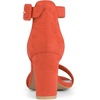 image:imageAllegra K Womens Open Toe Chunky High Heel Buckle Ankle Strap Sandals  3 38 inches Heels with Faux Suede Comfortable Block Heels Sandal for Women Summer Dressy ShoesOrange
