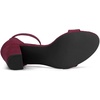 image:imageAllegra K Womens Open Toe Chunky High Heel Buckle Ankle Strap Sandals  3 38 inches Heels with Faux Suede Comfortable Block Heels Sandal for Women Summer Dressy ShoesBurgundy