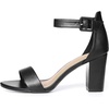 image:imageAllegra K Womens Open Toe Chunky High Heel Buckle Ankle Strap Sandals  3 38 inches Heels with Faux Suede Comfortable Block Heels Sandal for Women Summer Dressy ShoesBlackpu