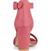 image:imageAllegra K Womens Open Toe Chunky High Heel Buckle Ankle Strap Sandals  3 38 inches Heels with Faux Suede Comfortable Block Heels Sandal for Women Summer Dressy ShoesWatermelon Red