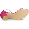image:imageAllegra K Womens Open Toe Chunky High Heel Buckle Ankle Strap Sandals  3 38 inches Heels with Faux Suede Comfortable Block Heels Sandal for Women Summer Dressy ShoesHot Pink