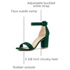 image:imageAllegra K Womens Open Toe Chunky High Heel Buckle Ankle Strap Sandals  3 38 inches Heels with Faux Suede Comfortable Block Heels Sandal for Women Summer Dressy ShoesGreen