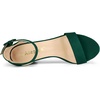 image:imageAllegra K Womens Open Toe Chunky High Heel Buckle Ankle Strap Sandals  3 38 inches Heels with Faux Suede Comfortable Block Heels Sandal for Women Summer Dressy ShoesGreen