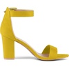 image:imageAllegra K Womens Open Toe Chunky High Heel Buckle Ankle Strap Sandals  3 38 inches Heels with Faux Suede Comfortable Block Heels Sandal for Women Summer Dressy ShoesYellow