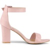 image:imageAllegra K Womens Open Toe Chunky High Heel Buckle Ankle Strap Sandals  3 38 inches Heels with Faux Suede Comfortable Block Heels Sandal for Women Summer Dressy ShoesLight Pink