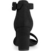 image:imageAllegra K Womens Open Toe Chunky High Heel Buckle Ankle Strap Sandals  3 38 inches Heels with Faux Suede Comfortable Block Heels Sandal for Women Summer Dressy ShoesBlack