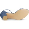image:imageAllegra K Womens Open Toe Chunky High Heel Buckle Ankle Strap Sandals  3 38 inches Heels with Faux Suede Comfortable Block Heels Sandal for Women Summer Dressy ShoesHaze Blue