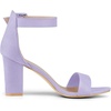 image:imageAllegra K Womens Open Toe Chunky High Heel Buckle Ankle Strap Sandals  3 38 inches Heels with Faux Suede Comfortable Block Heels Sandal for Women Summer Dressy ShoesLight Purple