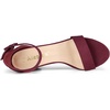 image:imageAllegra K Womens Open Toe Chunky High Heel Buckle Ankle Strap Sandals  3 38 inches Heels with Faux Suede Comfortable Block Heels Sandal for Women Summer Dressy ShoesBurgundy