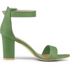 image:imageAllegra K Womens Open Toe Chunky High Heel Buckle Ankle Strap Sandals  3 38 inches Heels with Faux Suede Comfortable Block Heels Sandal for Women Summer Dressy ShoesOlive Green