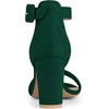 image:imageAllegra K Womens Open Toe Chunky High Heel Buckle Ankle Strap Sandals  3 38 inches Heels with Faux Suede Comfortable Block Heels Sandal for Women Summer Dressy ShoesGreen