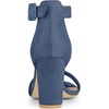 image:imageAllegra K Womens Open Toe Chunky High Heel Buckle Ankle Strap Sandals  3 38 inches Heels with Faux Suede Comfortable Block Heels Sandal for Women Summer Dressy ShoesHaze Blue
