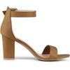 image:imageAllegra K Womens Open Toe Chunky High Heel Buckle Ankle Strap Sandals  3 38 inches Heels with Faux Suede Comfortable Block Heels Sandal for Women Summer Dressy ShoesBrown