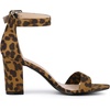 image:imageAllegra K Womens Open Toe Chunky High Heel Buckle Ankle Strap Sandals  3 38 inches Heels with Faux Suede Comfortable Block Heels Sandal for Women Summer Dressy ShoesLeopard