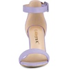 image:imageAllegra K Womens Open Toe Chunky High Heel Buckle Ankle Strap Sandals  3 38 inches Heels with Faux Suede Comfortable Block Heels Sandal for Women Summer Dressy ShoesLight Purple