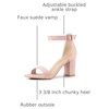image:imageAllegra K Womens Open Toe Chunky High Heel Buckle Ankle Strap Sandals  3 38 inches Heels with Faux Suede Comfortable Block Heels Sandal for Women Summer Dressy ShoesLight Pink
