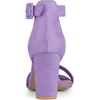 image:imageAllegra K Womens Open Toe Chunky High Heel Buckle Ankle Strap Sandals  3 38 inches Heels with Faux Suede Comfortable Block Heels Sandal for Women Summer Dressy ShoesPurple