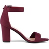 image:imageAllegra K Womens Open Toe Chunky High Heel Buckle Ankle Strap Sandals  3 38 inches Heels with Faux Suede Comfortable Block Heels Sandal for Women Summer Dressy ShoesBurgundy
