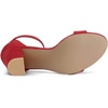 image:imageAllegra K Womens Open Toe Chunky High Heel Buckle Ankle Strap Sandals  3 38 inches Heels with Faux Suede Comfortable Block Heels Sandal for Women Summer Dressy ShoesRed